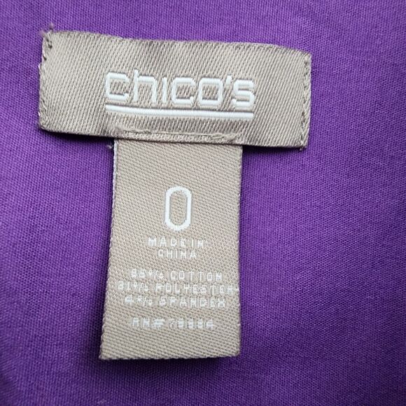 Chicos Womens Top Size 0 Small Button Up Purple Long Roll Tab Sleeve Pockets - Picture 7 of 9